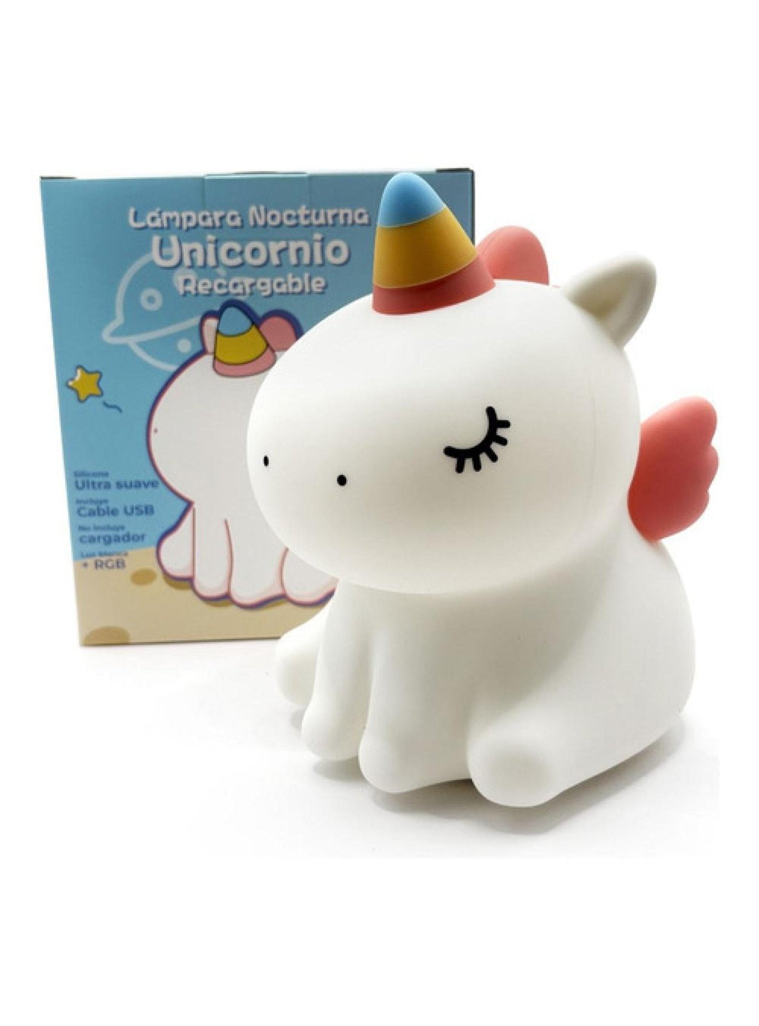 Lámpara Nocturna Espantacuco Recarg Led Unicornio Cálida+rgb - Te Importa
