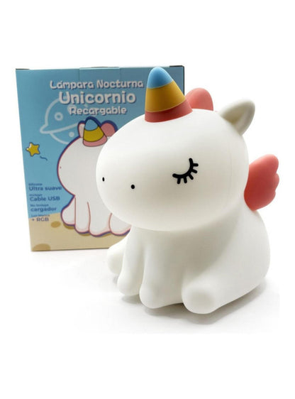 Lámpara Nocturna Espantacuco Recarg Led Unicornio Cálida+rgb - Te Importa