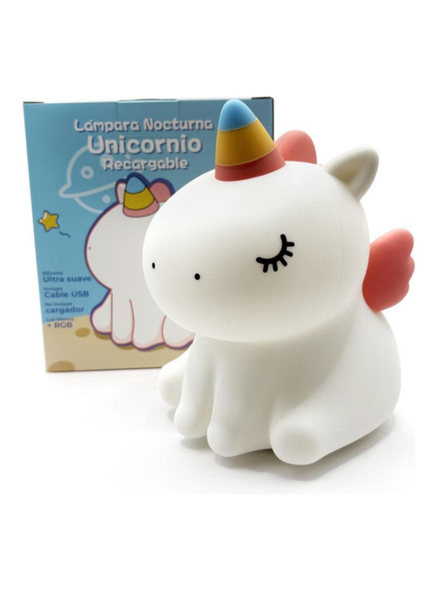 Lámpara Nocturna Espantacuco Recarg Led Unicornio Cálida+rgb - Te Importa