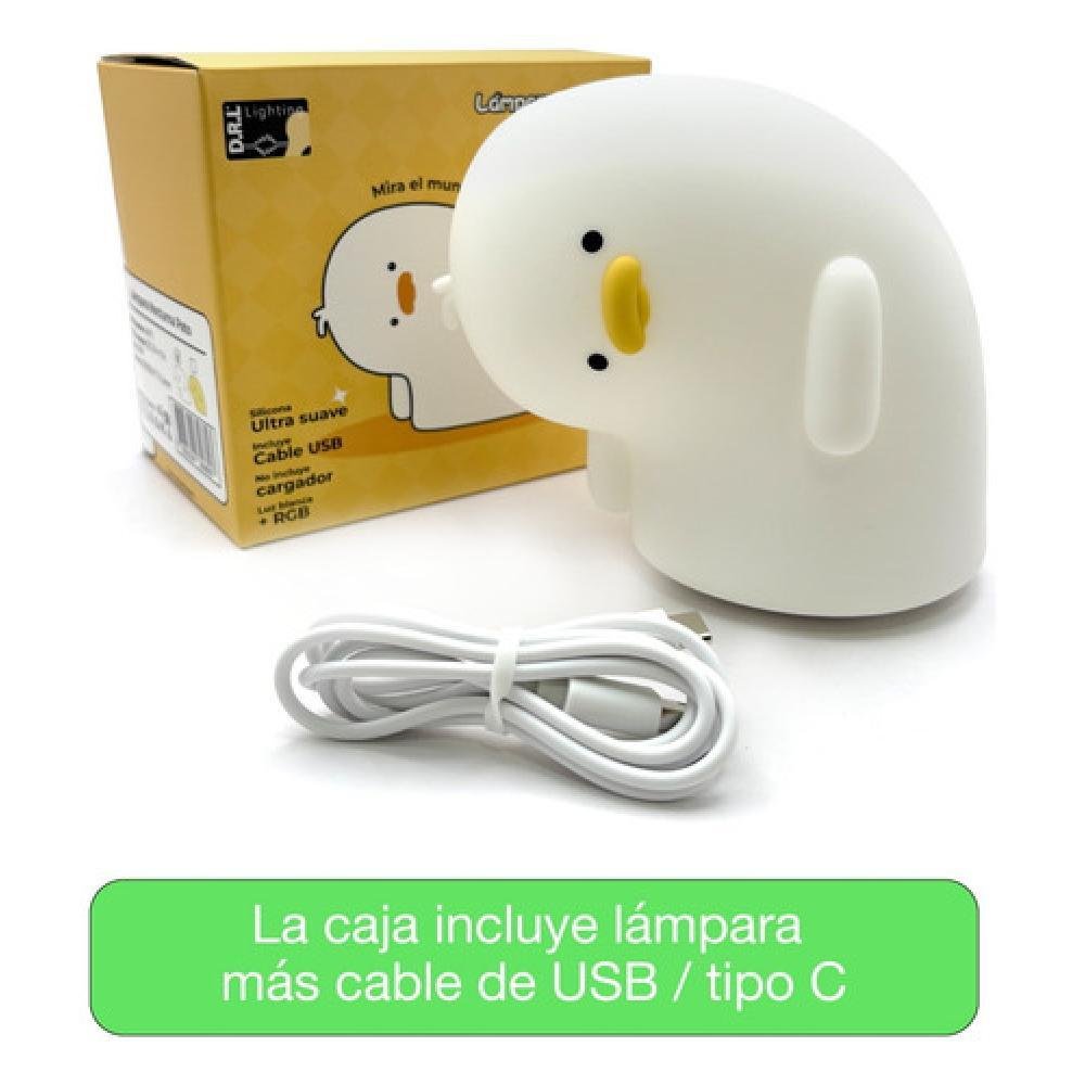 Lámpara Nocturna Espantacuco Recargable Led Pato Cálida+rgb - Te Importa