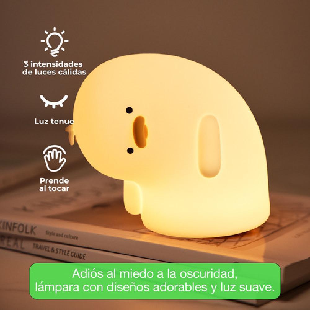 Lámpara Nocturna Espantacuco Recargable Led Pato Cálida+rgb - Te Importa