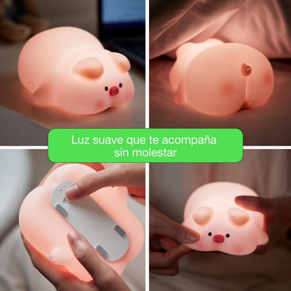 Lámpara Nocturna Espantacuco Recargable Led Pig Cálida+rgb - Te Importa