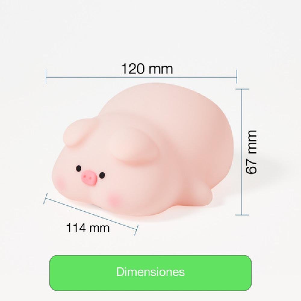 Lámpara Nocturna Espantacuco Recargable Led Pig Cálida+rgb - Te Importa